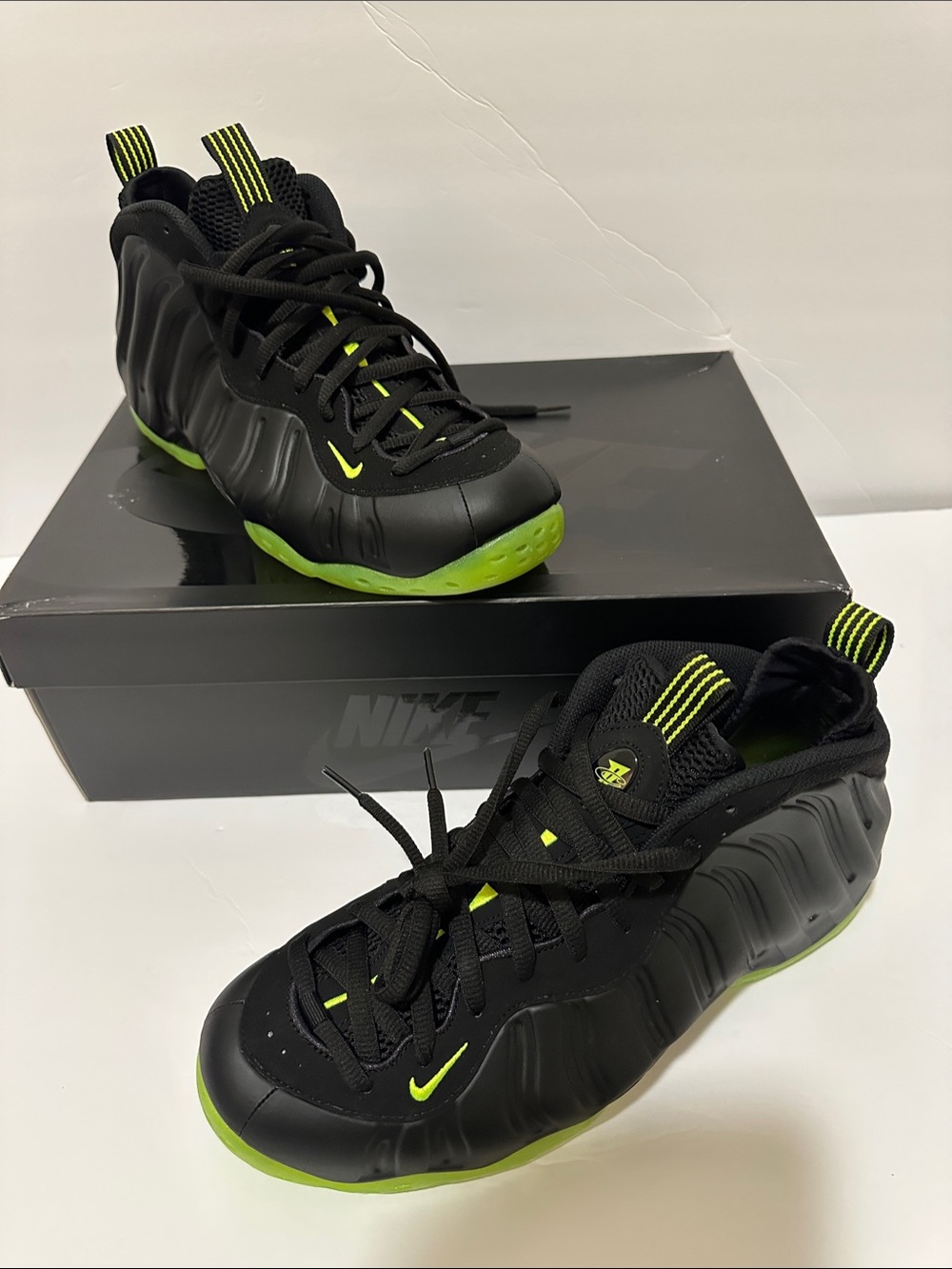 Nike Black Sneakers with Neon Green Accents Air Foamposite One